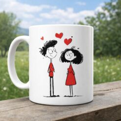 Valentine Love Story Mug – Illustrated Couple